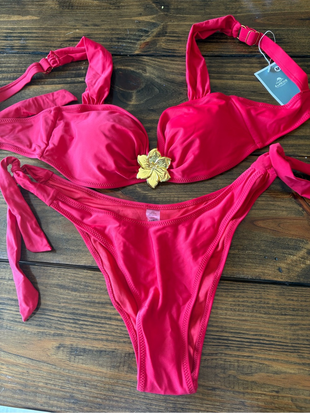 Red Gold Flower Bikini